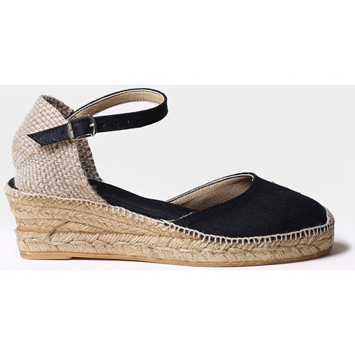 Schuhe Damen Leinen-Pantoletten mit gefloch Toni Pons ROMINA Schwarz