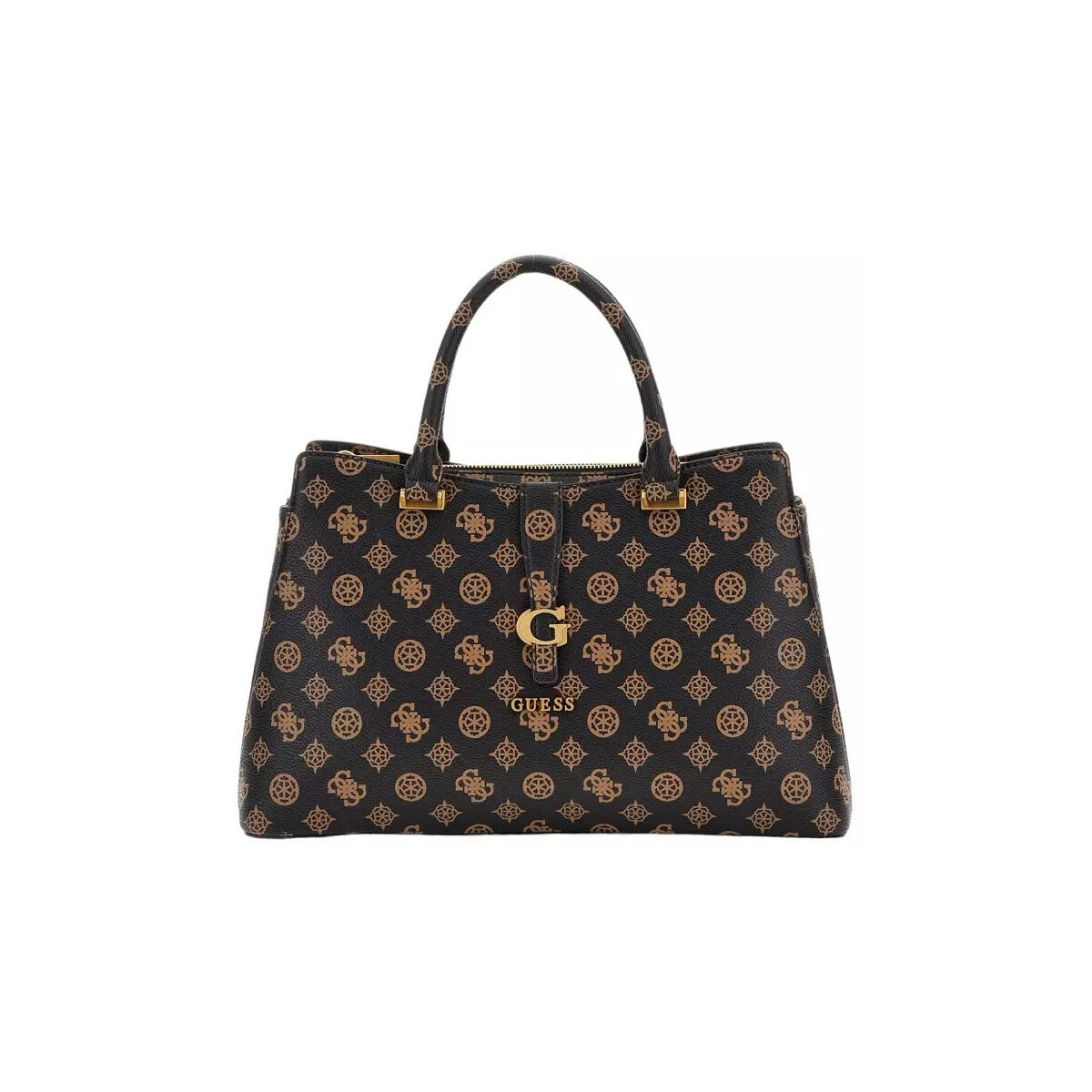 Taschen Damen Handtasche Guess KUBA TRI COMPARTMENT SATCHEL Schwarz