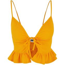 Kleidung Damen Tops Urban Classics Débardeur à volants en piqué gaufré femme Orange