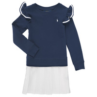 Kleidung Mädchen Kurze Kleider Polo Ralph Lauren RFFLKTWDRSS-DRESSES-DAY DRESS Marine / Weiss