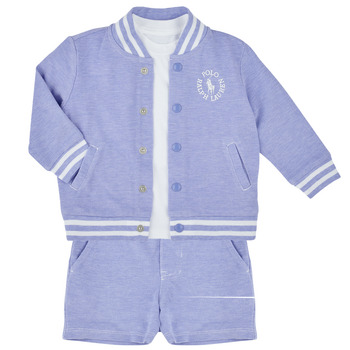 Kleidung Jungen Kleider & Outfits Polo Ralph Lauren OXFORD 3PC-SETS-SHORT SET Blau / Himmelsfarbe / Weiss