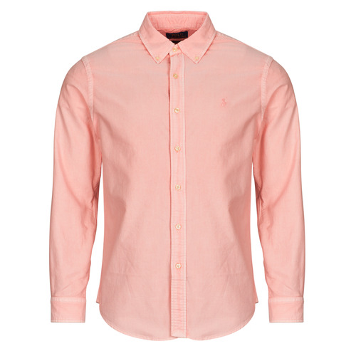 Kleidung Herren Langärmelige Hemden Polo Ralph Lauren CHEMISE DROITE CUSTOM EN OXFORD LEGER TEINTURE MINERALE Rosa