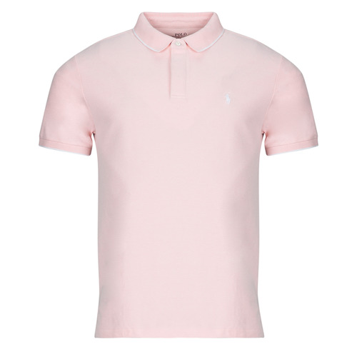 Kleidung Herren Polohemden Polo Ralph Lauren POLO AJUSTE SLIM FIT EN COTON STRETCH MESH Rosa / Weiss / Grün / Pink-weiss