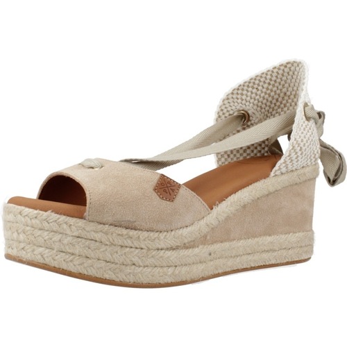 Schuhe Damen Leinen-Pantoletten mit gefloch Popa VALDES SNAKE Beige