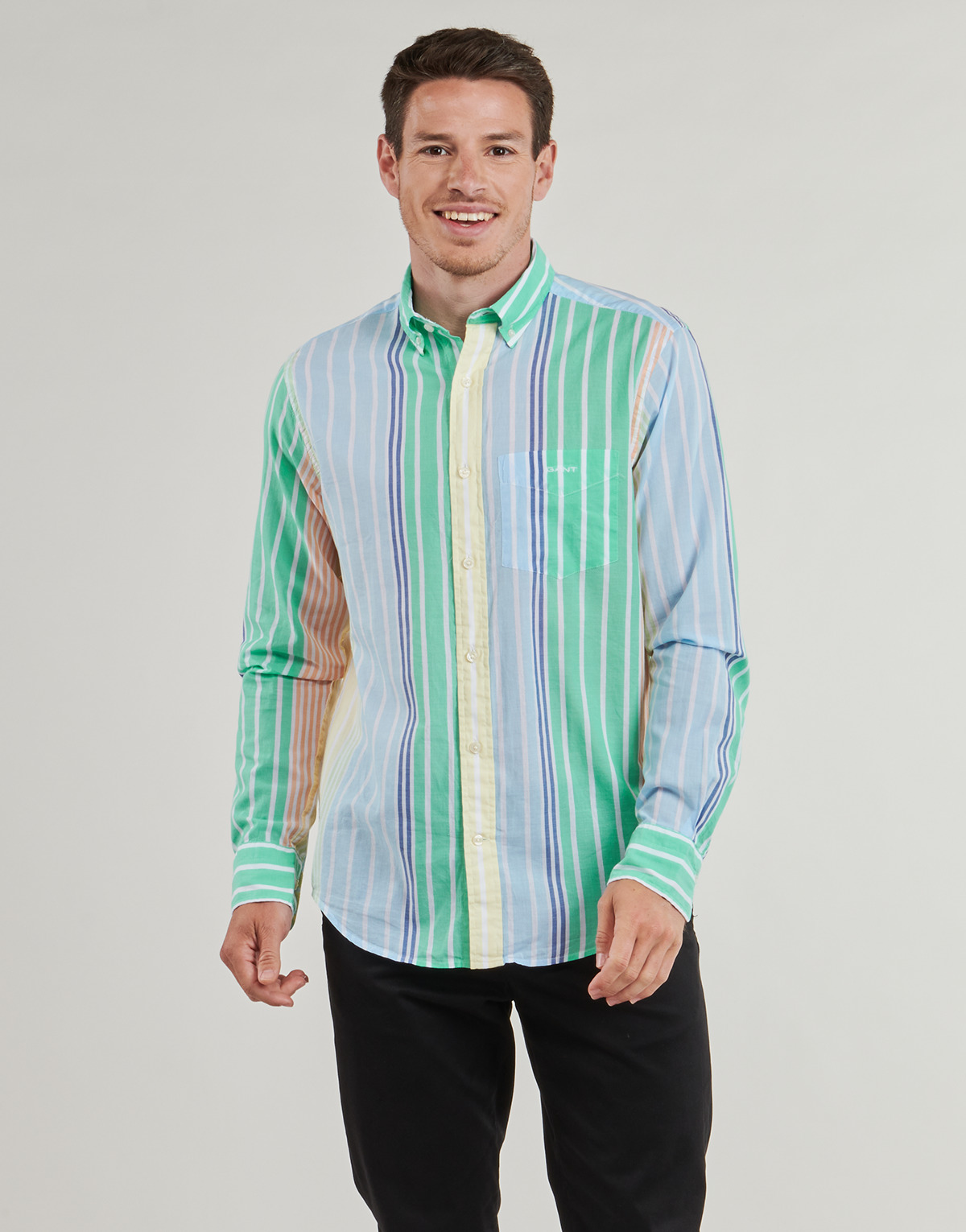 Kleidung Herren Langärmelige Hemden Gant REG VOILE MULTI STRIPE SHIRT Multicolor
