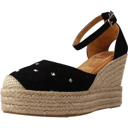 Schuhe Damen Leinen-Pantoletten mit gefloch Unisa CIFE KS Schwarz