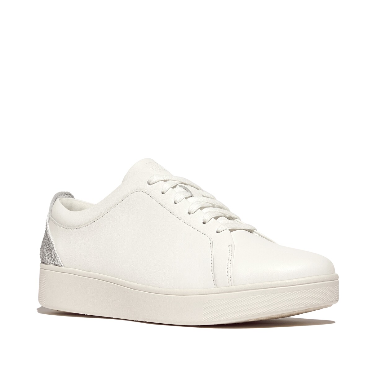 Schuhe Damen Sneaker Low FitFlop RALLY CRYSTAL-BACKTAB LEATHER Weiss / Silbern