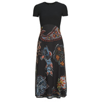 Kleidung Damen Maxikleider Desigual PAISLEY MESH LACROIX Schwarz