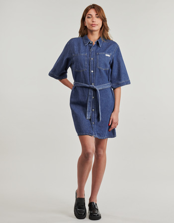 Calvin Klein Jeans LINEN BOXY BELTED SHIRT DRESS