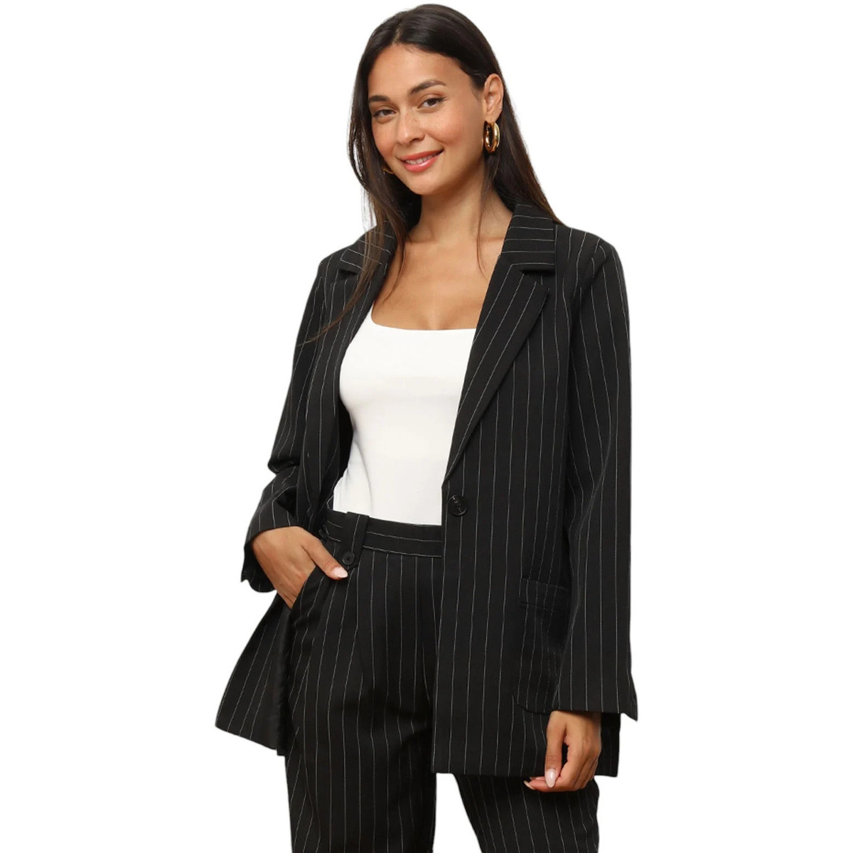 Kleidung Damen Jacken / Blazers La Modeuse 72425_P169967 Schwarz