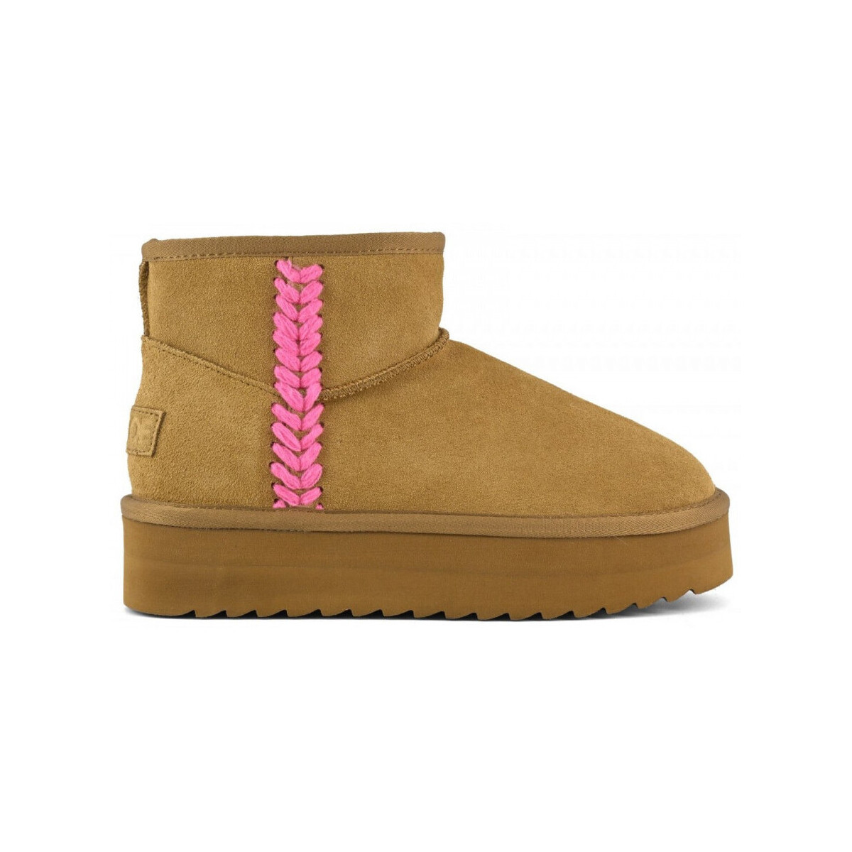 Schuhe Damen Low Boots Colors of California Platform boot spike stitching Braun