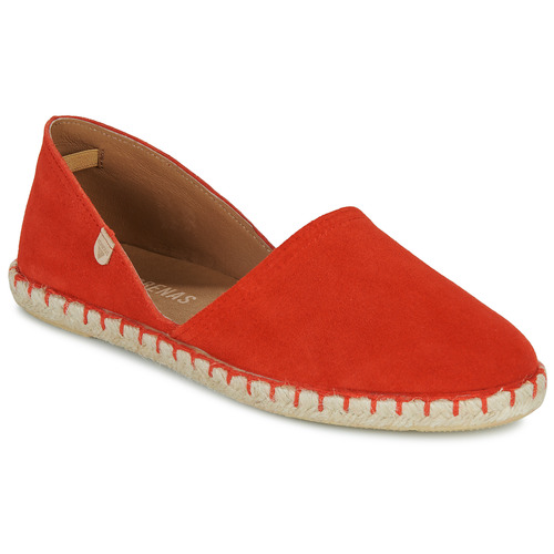 Schuhe Damen Leinen-Pantoletten mit gefloch Verbenas Carmen Serraje Rot