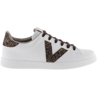 Schuhe Damen Sneaker Victoria Baskets basses effet cuir et paillettes femme  Berlin Braun