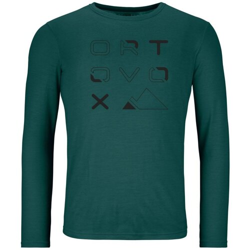 Kleidung Herren Langarmshirts Ortovox Sport 185 MERINO BRAND OUTLINE LS M 83068/62301 dark pacific Grün