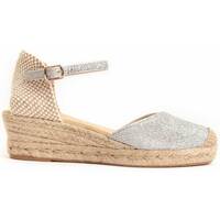 Schuhe Damen Leinen-Pantoletten mit gefloch Montevita 95836 Silbern