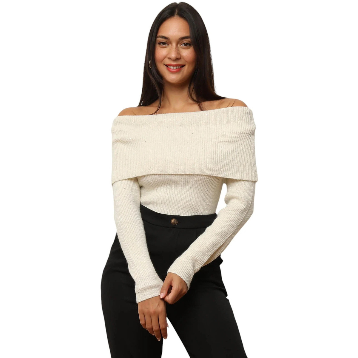 Kleidung Damen Pullover La Modeuse 72357_P169877 Beige