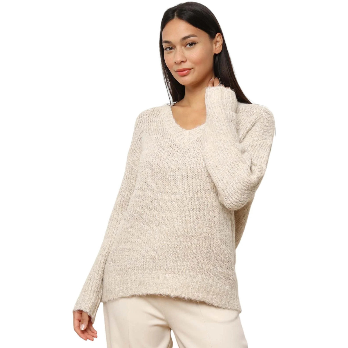 Kleidung Damen Pullover La Modeuse 72260_P169811 Beige