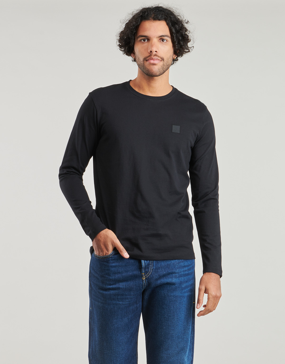 Kleidung Herren Langarmshirts BOSS Tacks Schwarz