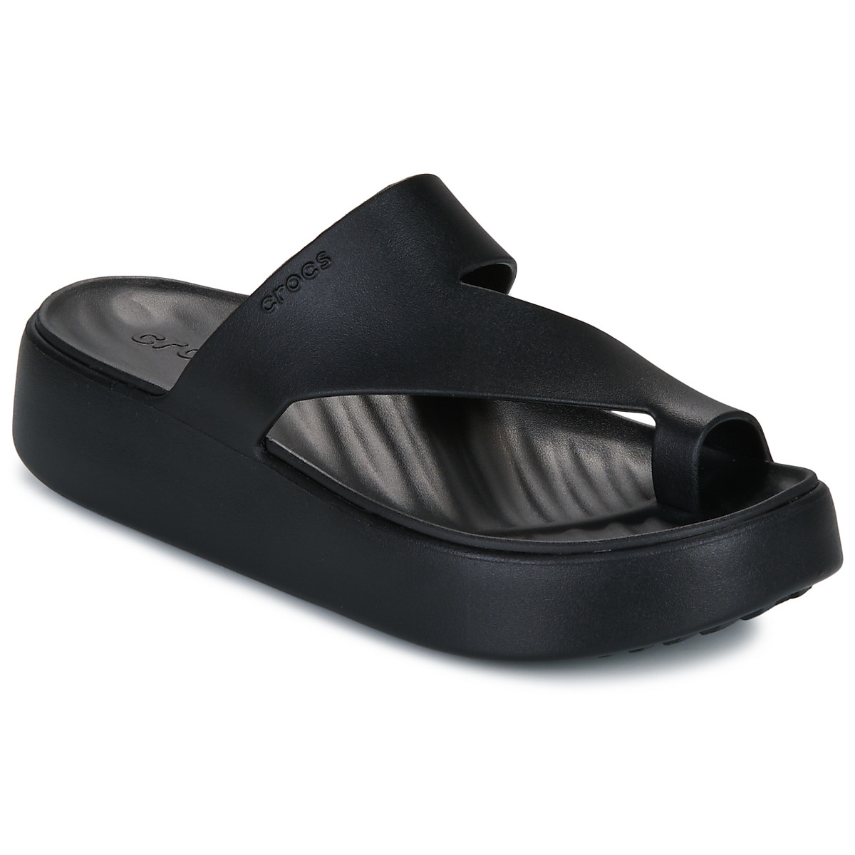 Schuhe Damen Pantoffel Crocs Getaway Platform Toe Loop Schwarz