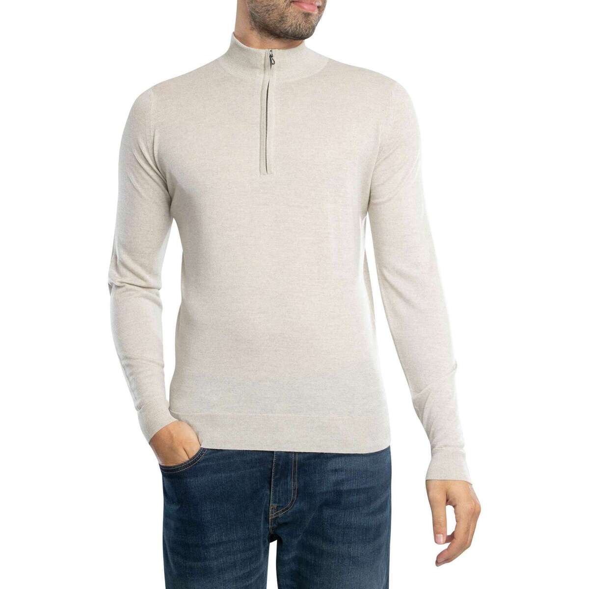 Kleidung Herren Pullover John Smedley Barrow-Strick mit Reißverschluss Beige