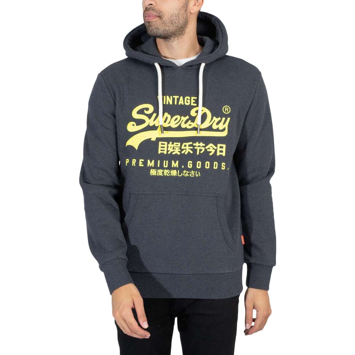 Kleidung Herren Sweatshirts Superdry Hoodie mit neonfarbener Vintage-Logo-Grafik Blau