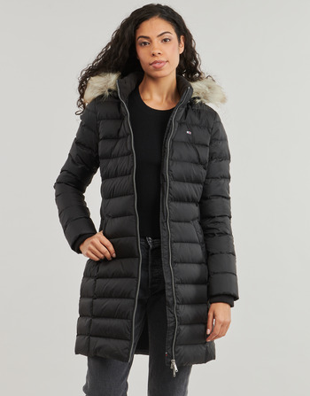 Tommy Jeans TJW ESSENTIAL HOODED DOWN COAT Schwarz Kostenloser Versand Spartoo Kleidung Daunenjacken Damen 195 93