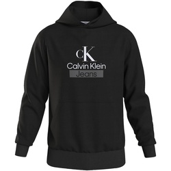 Kleidung Herren Sweatshirts Calvin Klein Jeans Sweat à capuche Stacked Archival Homme Schwarz