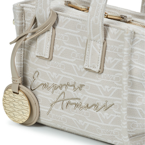 Emporio Armani TOTE M CANVAS JAQUARD MONOGRAM Beige / Weiss
