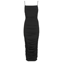 Kleidung Damen Maxikleider MICHAEL Michael Kors RUCHD FITTD MIDI DRS Schwarz