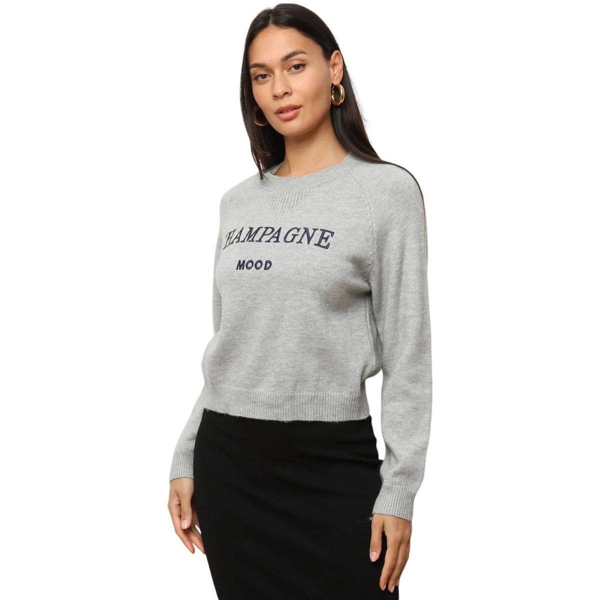 Kleidung Damen Pullover La Modeuse 72233_P169784 Grau