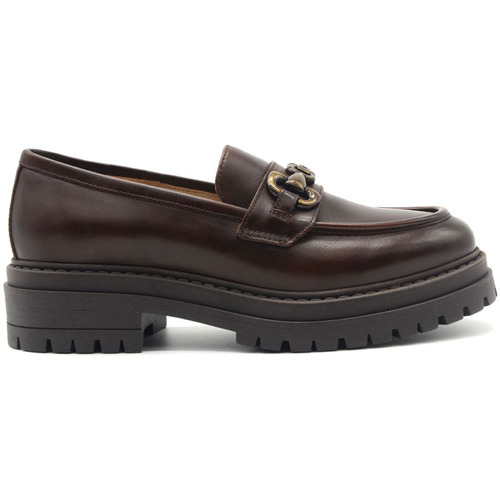 Schuhe Damen Slipper NeroGiardini mocassino in pelle Braun