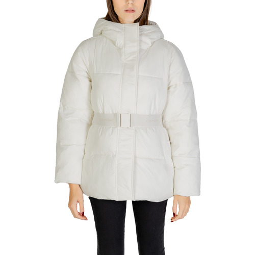 Kleidung Damen Daunenjacken Calvin Klein Jeans LOGO BELT SHORT PUFFER J20J224107 Weiss