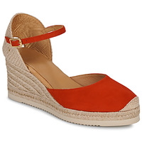 Schuhe Damen Leinen-Pantoletten mit gefloch Unisa CACERES Rot