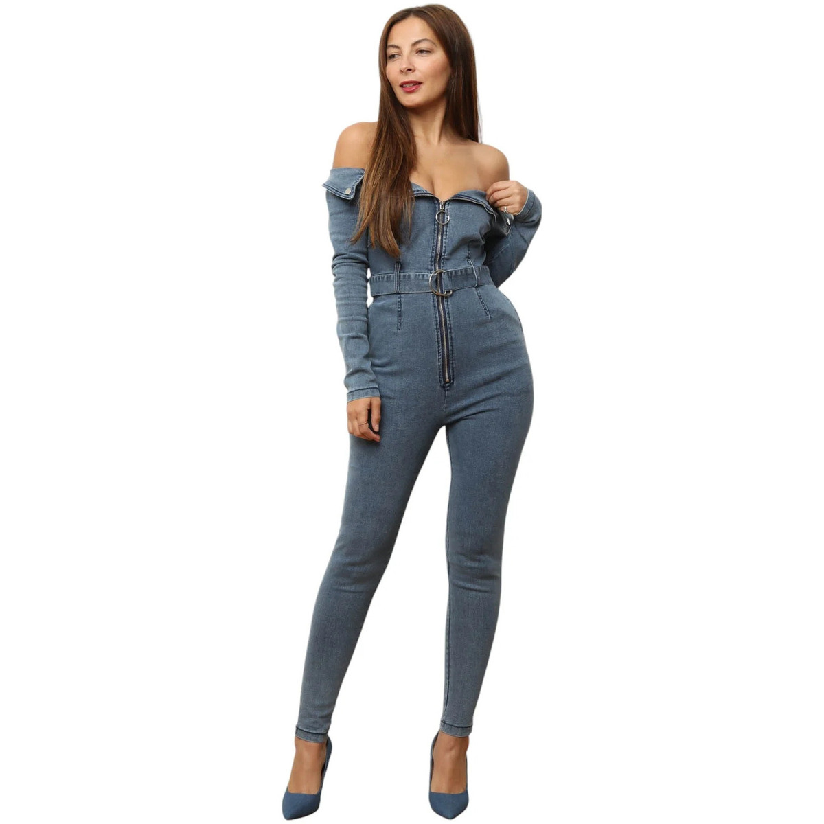 Kleidung Damen Overalls / Latzhosen La Modeuse 31364_P72015 Blau