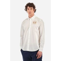 Kleidung Herren Langärmelige Hemden La Martina CCMC01-00001 OPTIC WHITE Weiss