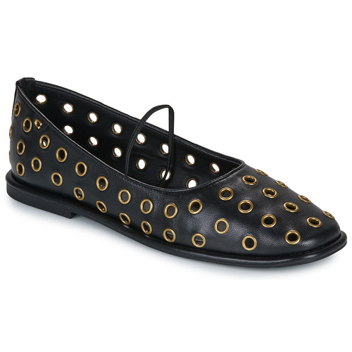 Schuhe Damen Ballerinas Coach EMILIA GROMMETS MARY JANE Schwarz / Gold