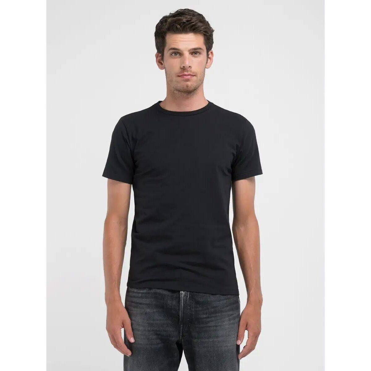 Kleidung Herren T-Shirts & Poloshirts Replay M6947 .000.23352P COMPACT JERSEY-098 BLACK Schwarz