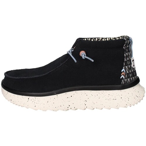 Schuhe Damen Sneaker Low HEYDUDE Wendy Peak Hi Suede Turnschuhe Frau Schwarz