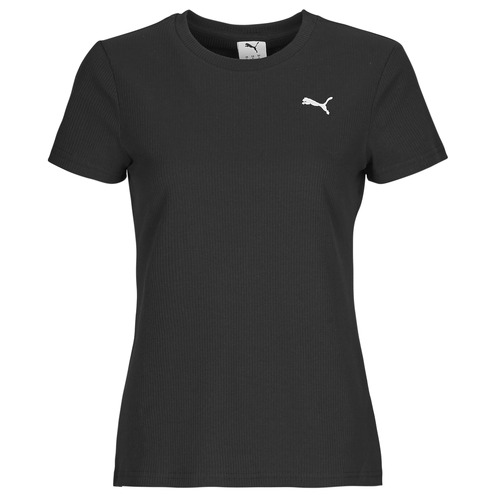 Kleidung Damen T-Shirts Puma ESS ELEVATED RIB TEE Schwarz