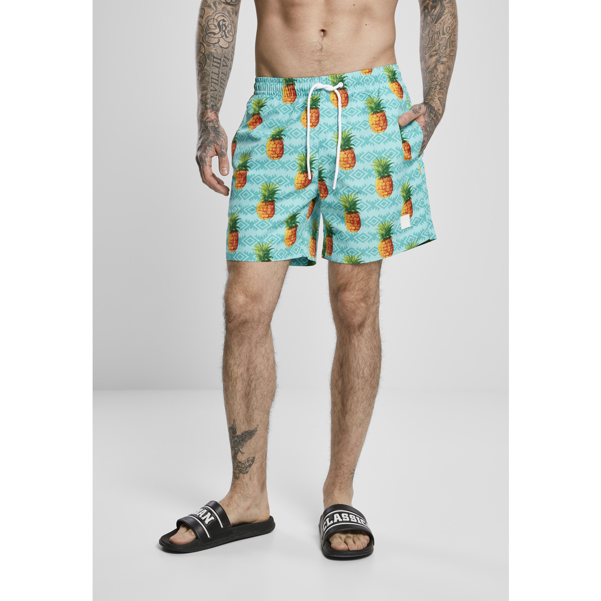 Kleidung Herren Badeanzug /Badeshorts Urban Classics Short de bain  pattern (grandes tailles) Blau