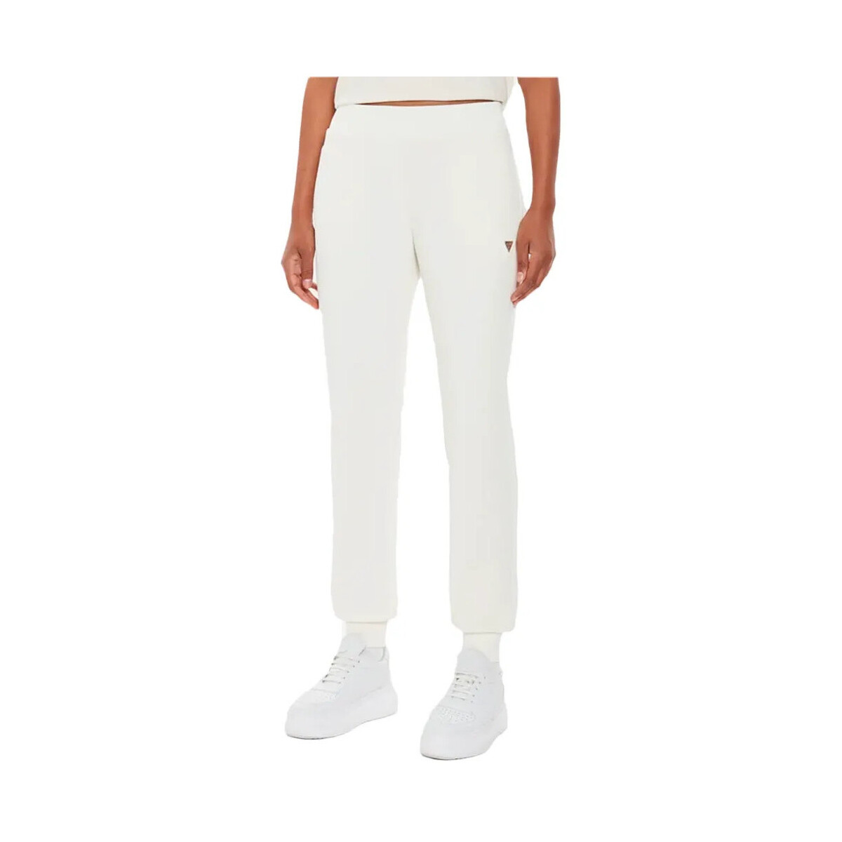 Kleidung Damen Jogginghosen Guess Triangle G Weiss