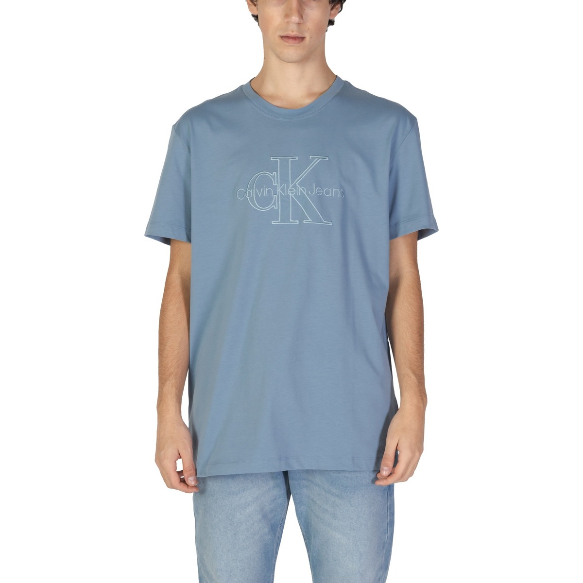 Kleidung Herren Langärmelige Polohemden Calvin Klein Jeans MONOLOGO APPLIQUE J30J325916 Blau