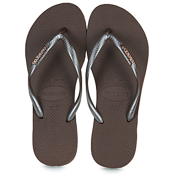 Schuhe Damen Zehensandalen Havaianas SLIM LOGO METALLIC Braun