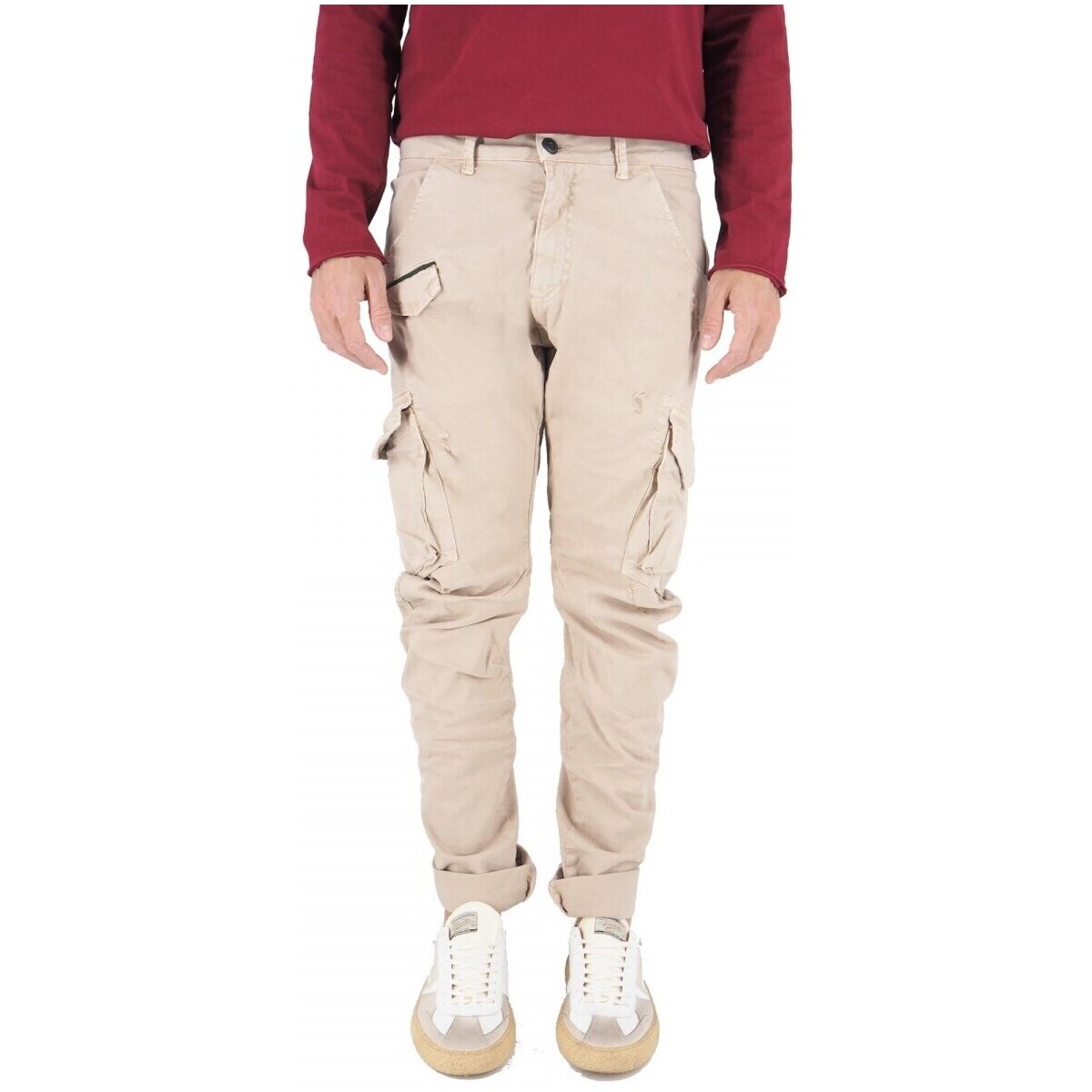 Kleidung Herren Cargo Hosen Devid Label Fracht Courma Beige