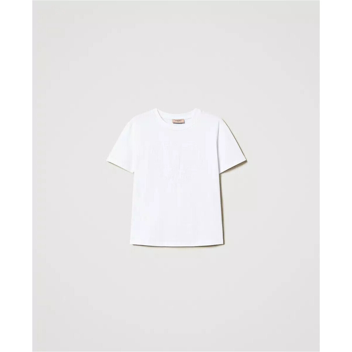 Kleidung Damen 3/4 & 7/8 Jeans Twin Set T-SHIRT CON OVAL T RICAMATO Art. 251TP2072 Weiss