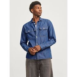 Kleidung Herren Langärmelige Hemden Jack & Jones 12269262 TRAVIS-MEDIUM BLUE DENIM Blau