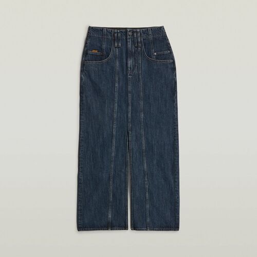 Kleidung Damen Röcke G-Star Raw D25289-VIKTORIA MOTO LONG SKIRT-G852 WORN IN INDIGO Blau