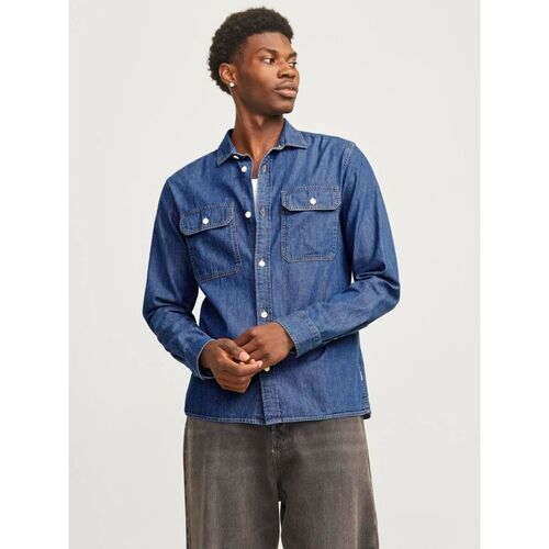 Kleidung Herren Langärmelige Hemden Jack & Jones 12269262 TRAVIS-MEDIUM BLUE DENIM Blau