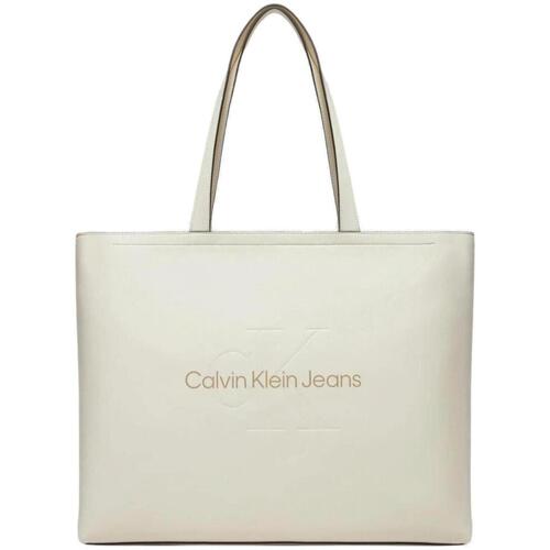 Taschen Damen Taschen Calvin Klein Jeans SCULPTED SLIM TOTE34 MONO K60K612222 Weiss