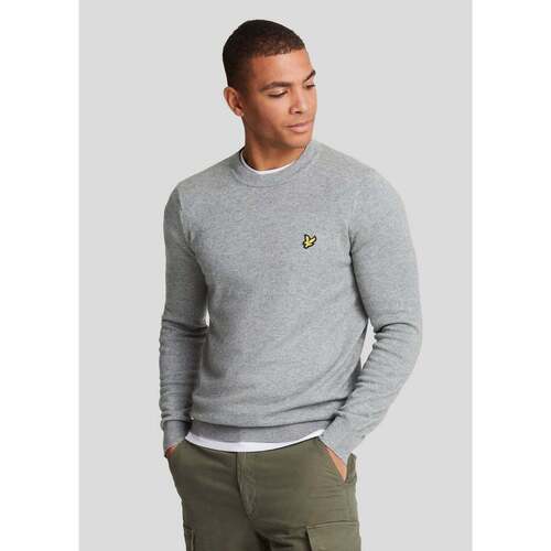 Kleidung Herren Pullover Lyle & Scott Cotton merino crew neck jumper - Mid Grey Marl Grau